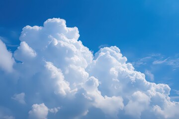 Puffy White Clouds Against Bright Blue Sky Meteorology Concept