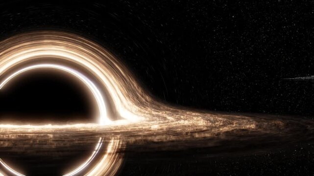 A space station or spaceship traveling into the infinite expanse of space.
