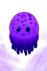 Cartoon jellyfish illustration with cute face isolated on white background