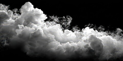 Abstract Gray And White Clouds Against Black Background