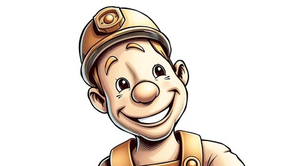 Cartoon miner smiling illustration construction worker vector isolated