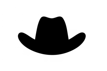 Black western cowboy hat icon silhouette on transparent background, simple graphic design element for country themes