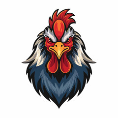 Aggressive Rooster Mascot Head Vector Illustration