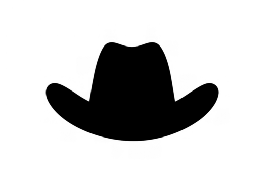 Black western cowboy hat icon silhouette on transparent background, simple graphic design element for country themes