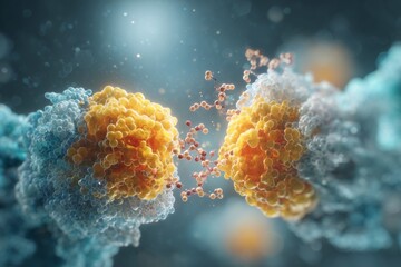 A Close-Up View of Molecular Interaction Between Biological Structures Illustrating Complex Processes at the Cellular Level