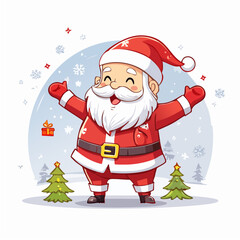 Cheerful Cartoon Santa Claus Welcomes the Holidays