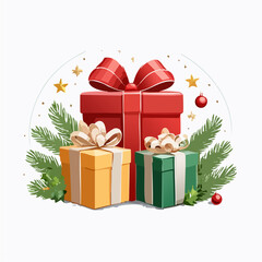 Festive Christmas Presents and Holiday Decor Illustration