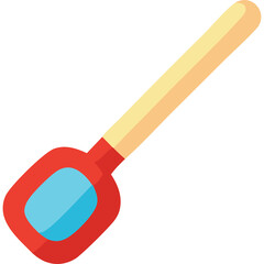 Red and Blue Baby Spoon with Yellow Handle and White Background Ideal for Food Preparation and Feeding Toddlers