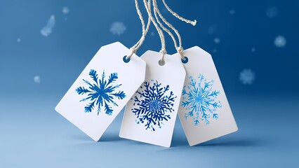 Snowflake Themed Discount Labels in Clean Vector Style: A Concept for Winter Sales, Holiday Promotions, and Seasonal E-commerce