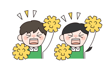 応援するスーパーの店員イメージの男女イラスト