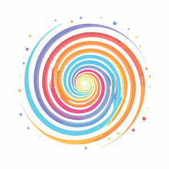 Colorful Spiral Design with Rainbow Swirls and Stars.