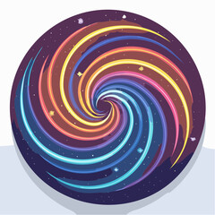 Colorful Spiral Galaxy Illustration with Starry Background.