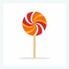 Colorful Swirl Lollipop on a Wooden Stick.