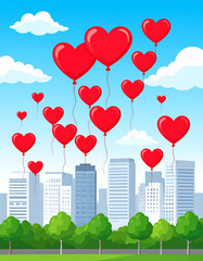 Naklejka premium heart shaped balloons
