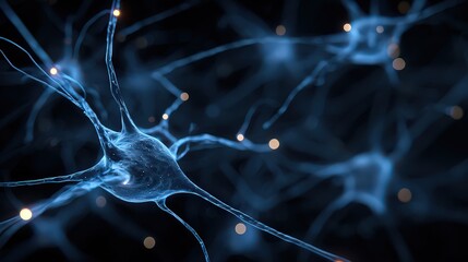 Abstract Neural Network Illustration in Blue and Orange on Black Background