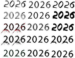 Black 2026 Year Typography Collection