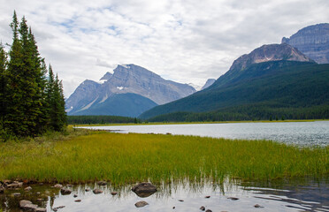 Waputik Mountain Range from Waterfowl Lake