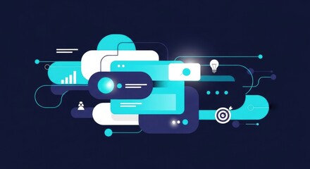 Abstract Digital Data Flow and Network Connection Illustration.