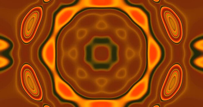 Seamless tunnel video vj loop screensaver with glowing yellow patterns and hypnotic design elements