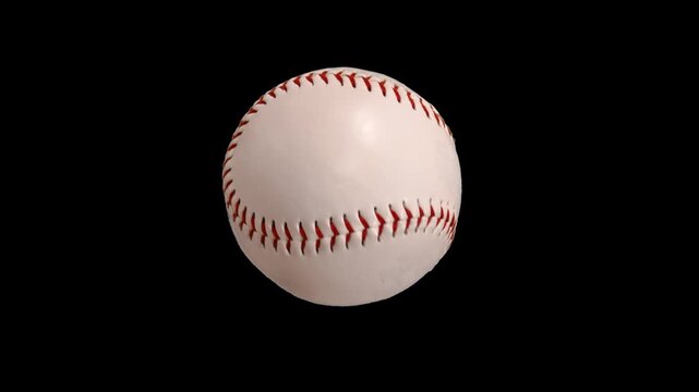 Spinning baseball loop with clear alpha channel background.
