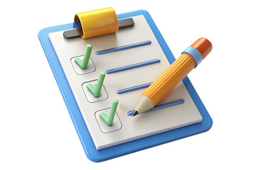 3D Clipboard Checklist and Pencil Transparent Background PNG