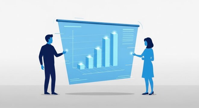 Data Analysis Presentation - Man and Woman Presenting Growth Chart.