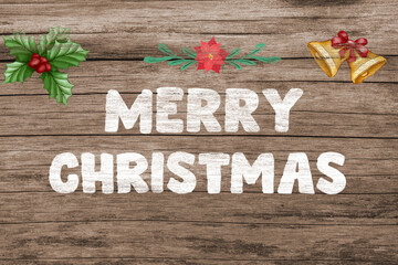 Vintage wooden chalkboard sign with 'Merry Christmas and Happy Holidays' text for business motivation concept