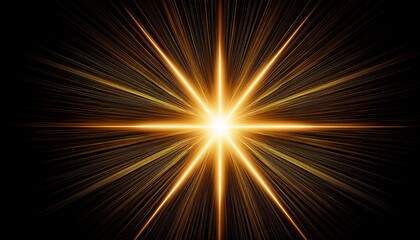 Golden Glowing Star Png With Soft Light Rays And Bright Flare Effect On Transparent Background Elegant Sunburst Element For Festive Or Luxury Design
