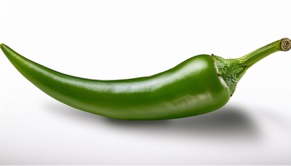 A Single Fresh Green Chili Pepper With A Stem Isolated On A White Background Png Transparent