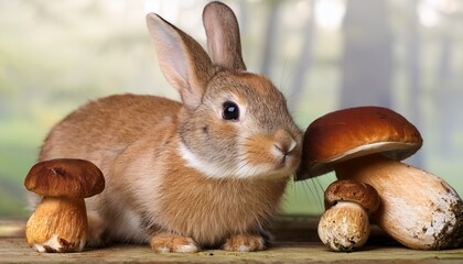 Bunny With Mushrooms