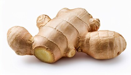 Fresh Ginger Root Or Rhizome Isolated On White Background Cutout