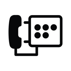 Black icon of a telephone receiver and keypad on a