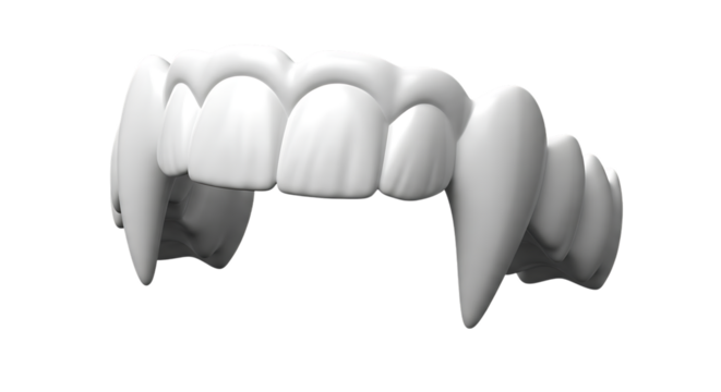 Vampire teeth dentures on a black background for Halloween