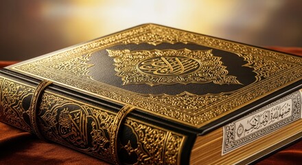 Ornate book with gold embellishments, representing heritage and tradition