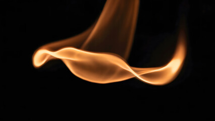 Obraz premium Abstract smooth fire flame wave on black, minimalist orange burning light curve, elegant hot blaze texture, magic energy motion background, for art, design, wallpaper, soul.