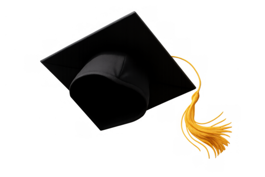 Graduation cap with a gold tassel celebrating academic achievement, studies, university commencement, and future aspirations