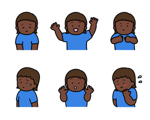 子供の感情表現イラストセット vol.1（6種類・上半身）