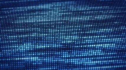 Looping randomly horizontally animated matrix array of binary numbers code changing screen. Background effect for code, programming, technology projects to add digital data effect with camera blur.  - Powered by Adobe