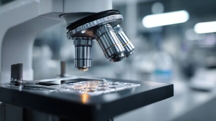 Advanced microscope examination of laboratory sample, scientific research