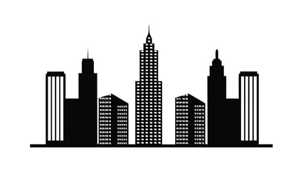 Obraz premium A black silhouette of a city skyline against a white background