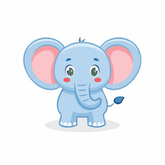 Obraz premium Cute Cartoon Elephant with Big Ears and Small Tail.