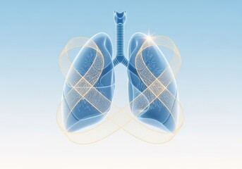 Anatomical illustration of the human lungs, showcasing the respiratory system's structure and function in detail.