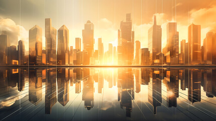 sunset over the city