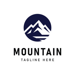 Elegant and minimalist mountain logo design with simple concept.