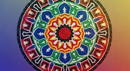 Vibrant concentric mandala illustration exhibiting rhythmic symmetry