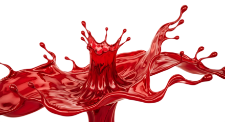 Dramatic red liquid splash with dynamic movement and glossy texture detail
