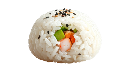 Rice ball with fillings, sprinkled with sesame seeds