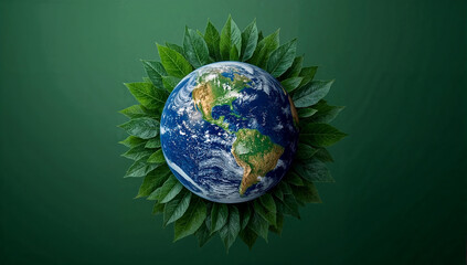 Fototapeta premium Earth protected by leaves symbolizing environmental sustainability