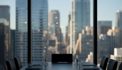 Modern Conference Room with City Skyline View