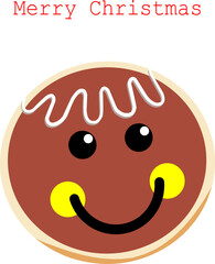 Art & Illustration, Charming vector illustration of a gingerbread man face with icing hair and a big smile, a classic symbol of Christmas baking.